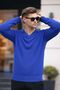 Men's Premium Blue V-Neck Knit Sweater - 2