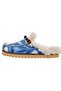 Women's Vegan Leather Blue Plush Slippers - Bunny Bloom Design - 3
