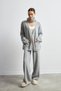 Women's Light Gray Pocket Detailed Shepherd Stitch Cardigan Pants Bottom Top Knitwear Set - 2
