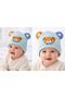 0-12 Months Baby Beanie Hat with Teddy Bear Applique and Ear Accessories, Star Detail, Soft Textured Unisex - 2