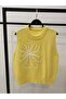 Embroidery Detailed V-Neck Knitwear Sweater Yellow