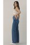 Women's Medium Blue Stretch Fabric Super High Waist Loose Jean Leg Denim Palazzo Pants - 2