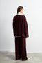 Women's Burgundy Pocket Detailed Shepherd Stitch Cardigan Pants Bottom Top Knitwear Set - 5