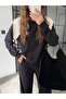 Yani Slit Ribbed Knitwear Set Black - 2