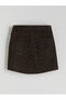 Özmarka New Season Slim Fit Leopard Pattern Mini Jean Skirt - 7