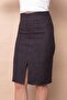 Women's Diagonal Lightweight Stretch Fabric Wool Fabric Front Slit Knee Length Pencil Skirt-Brown Diagonal - 3
