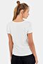 Ecru V-Neck Basic T-Shirt - 4