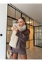 Faux Fur Scarf with Detailed Stitching, Beige - 5