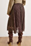 Women's Plaid Brown Lined Block Patterned Bell Tulle Skirt Etk-19000382 - 3