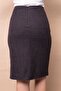 Women's Diagonal Lightweight Stretch Fabric Wool Fabric Front Slit Knee Length Pencil Skirt-Brown Diagonal - 6