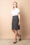 Women's Diagonal Lightweight Stretch Fabric Wool Fabric Front Slit Knee Length Pencil Skirt-Khaki Diagonal - 2