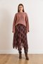 Women's Brown Lined Skirt Asymmetrical Plaid Bell Tulle Skirt Etk-19000384 - 2