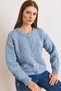 Women's Blue Embossed Knitted Soft Textured Thick Knitwear Cardigan Hrk-19000454