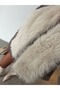 Faux Fur Scarf with Detailed Stitching, Beige - 3