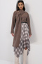 Brown V-Neck Draped Knitted Blouse with Scarf Detail Alc-X14913 - 2