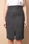 Women's Diagonal Lightweight Stretch Fabric Wool Fabric Front Slit Knee Length Pencil Skirt-Khaki Diagonal - 4