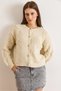 Women's Stone Embossed Braided Soft Textured Thick Knitwear Cardigan Hrk-19000454