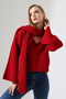 Women's Scarf V-Neck Soft Spanish Sleeve Knitwear Sweater