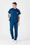 Stretch Fabric Petrol Blue Judge Collar Scrubs - 3