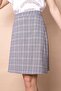 High Waist Lightweight Stretch Fabric Fabric Knee Length Bell Skirt-Grey Blue Plaid - 5