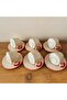 Turkish Coffee Cup Set Elite Series Red with Mouth and Handle - 3
