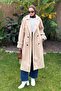 Lace-Up Detailed Cashmere Coat Milk Brown