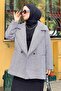 Zigzag Pattern Herringbone Coat Black and White - 2
