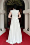 Top Beading Detailed Bottom Chiffon Dress - White - 5