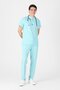 Stretch Fabric Ice Blue Zipper Detailed Scrubs - 2