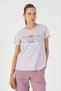 Regular Women's Crew Neck Purple T-Shirt - 3