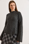 Women's Smoked Mock Neck Side Slit Soft Textured Knitwear Sweater Kzk-19001118 - 2