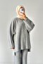 Ribbed Knitwear Suit Gray - 3