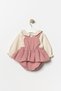 Baby Girl Salopet Dress with Embroidery Detail on Shirt Powder - 4
