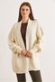 Women's Ecru Pocketed Soft Textured Knit Cardigan Hrk-19000455 - 2