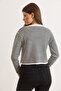 Women's Black Crew Neck Striped Basic Knit Cardigan Hrk-19000456 - 3
