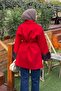 Sleeve Fur Detailed Cashmere Coat Pomegranate Flower - 4