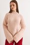 Women's Powder Mock Neck Side Slit Soft Textured Knitwear Sweater Kzk-19001118 - 4