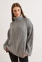 Women's Gray Degaje Collar Slit Casual Knitwear Sweater Kzk-19001122 - 6