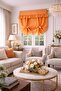Orange Buldan Linen Retro Background Curtain with Binding Details (100% Cotton Buldan Fabric)