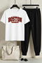 Unisex Boston Design Printed T-Shirt - 2-Piece Tracksuit Set