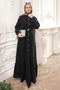 Black Buttoned Elastic Waist Denim Dress