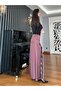 Brown Ruched Lace Long Satin Skirt - 2