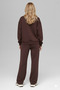 Women's Brown Baggy Wide Leg Tracksuit Set Top and Bottom - 6