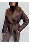 Collar Faux Fur Tie-Up Coat - 3