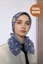 Elastic Bandana Blue Ecru Patterned Women's Practical Daily Sports Doctor Nurse Hospital Chemotherapy Headscarf - 3