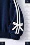Girl's Bow-Detail Striped Zero-Collar Esortman Set on Hangers - 3