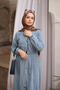 Blue Buttoned Denim Dress with Elastic Waistband - 2