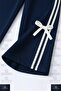 Girl's Bow-Detail Striped Zero-Collar Esortman Set on Hangers - 5