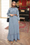 Blue Collar Stone Half Zipper Belted Denim Dress