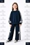 Bow-Tie Striped Crew Neck Ribbon Girls' Tracksuit Set Studio